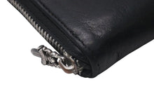 Load image into Gallery viewer, CHROME HEARTS クロムハーツ 長財布 BSフレア ウォレットダガー ラウンドジップ レザー ブラック シルバー925 美品 中古 4c074300