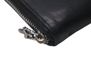 CHROME HEARTS クロムハーツ 長財布 BSフレア ウォレットダガー ラウンドジップ レザー ブラック シルバー925 美品 中古 4c074300
