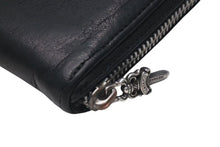 Load image into Gallery viewer, CHROME HEARTS クロムハーツ 長財布 BSフレア ウォレットダガー ラウンドジップ レザー ブラック シルバー925 美品 中古 4c074300
