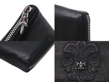 Load image into Gallery viewer, CHROME HEARTS クロムハーツ 長財布 BSフレア ウォレットダガー ラウンドジップ レザー ブラック シルバー925 美品 中古 4c074300