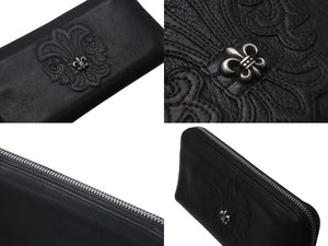 CHROME HEARTS クロムハーツ 長財布 BSフレア ウォレットダガー ラウンドジップ レザー ブラック シルバー925 美品 中古 4c074300