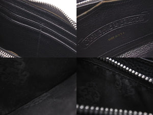 CHROME HEARTS クロムハーツ 長財布 BSフレア ウォレットダガー ラウンドジップ レザー ブラック シルバー925 美品 中古 4c074300