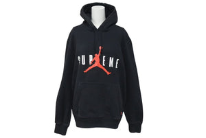 SUPREME x NIKE JORDAN シュプリーム x ナイキ ジョーダン フード付きスウェットシャツ ブラック サイズM 美品 中古 4c074308 