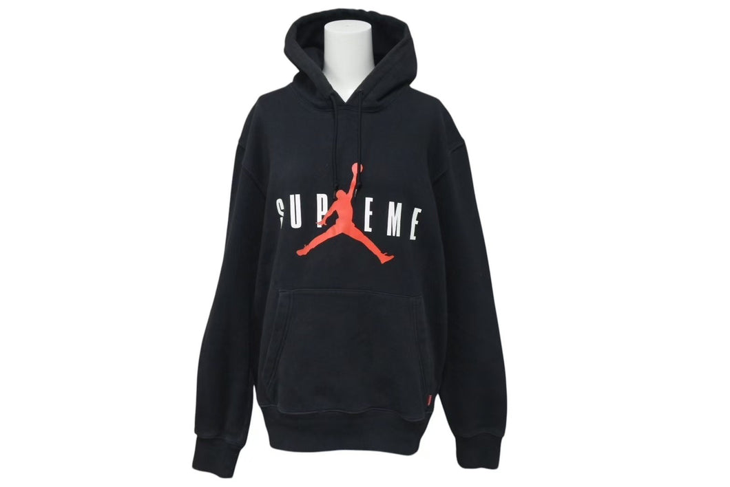 SUPREME x NIKE JORDAN シュプリーム x ナイキ ジョーダン フード付きスウェットシャツ ブラック サイズM 美品 中古 4c074308 