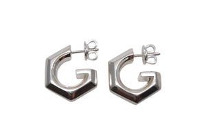 GUCCI グッチ フープ ピアス Geometric G ジオメトリック 814904 J8400 8106 スターリングシルバー シルバー金具 美品 中古 4c074320