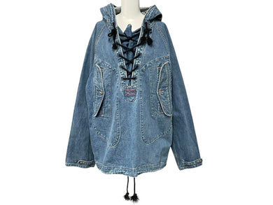 EVISU エビス Lace Up Denim Parka レースアップデニムパーカー サイズ 40 インディゴ コットン100％ 美品 中古 4c074323