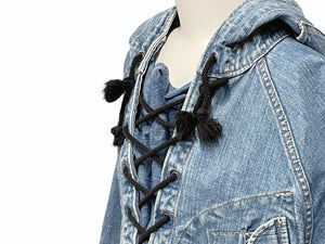 EVISU エビス Lace Up Denim Parka レースアップデニムパーカー サイズ 40 インディゴ コットン100％ 美品 中古 4c074323