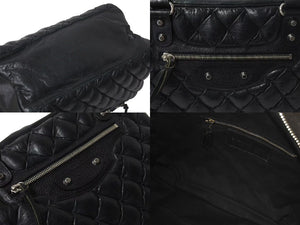 BALENCIAGA バレンシアガ マトラッセ シティ ハンドバッグ ブラック カーフ シルバー金具 ミニボストン 鞄 168031 美品 中古 4c074324
