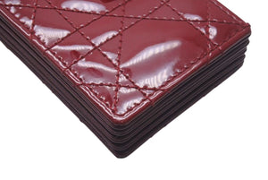 極美品 CHRISTIAN DIOR クリスチャンディオール カードケース 25MA 0146 スペイン製 エナメル メタル レッド シルバー金具 中古 4c074334
