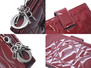 極美品 CHRISTIAN DIOR クリスチャンディオール カードケース 25MA 0146 スペイン製 エナメル メタル レッド シルバー金具 中古 4c074334