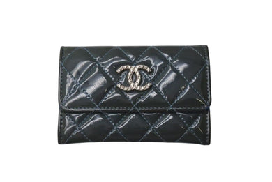 CHANEL シャネル ブリリアント マトラッセ コインケース カードケース ココマーク 14番台 エナメルレザー カーキ 美品 中古 4c074335