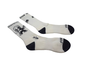 新品未使用 CHROME HEARTS クロムハーツ 靴下 マッティボーイ スケルトン ソックス ロゴ刺繍 ホワイト 中古 4c074346