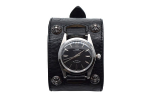 CHROME HEARTS x TUDOR クロムハーツ チューダー クロスボール ガンスリンガー ブラック レザー ウォッチ 手巻き 美品 中古 4c074349