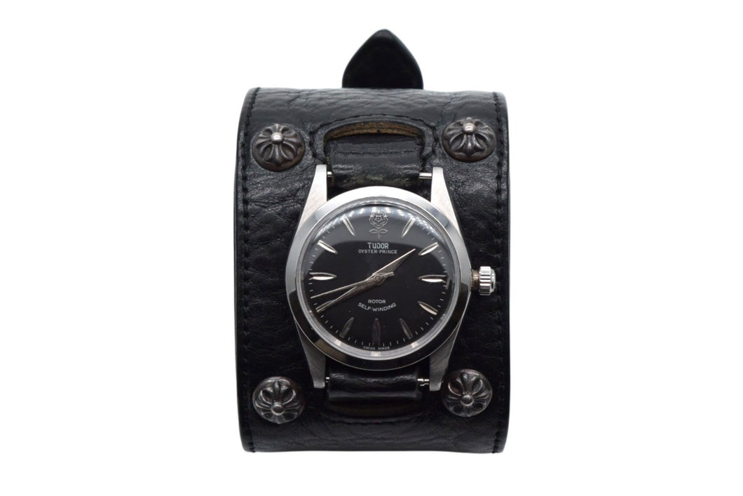 CHROME HEARTS x TUDOR クロムハーツ チューダー クロスボール ガンスリンガー ブラック レザー ウォッチ 手巻き 美品 中古 4c074349