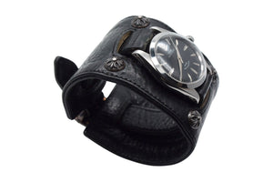 CHROME HEARTS x TUDOR クロムハーツ チューダー クロスボール ガンスリンガー ブラック レザー ウォッチ 手巻き 美品 中古 4c074349