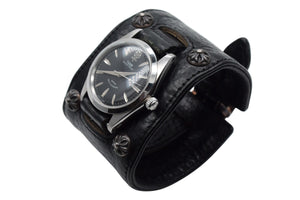 CHROME HEARTS x TUDOR クロムハーツ チューダー クロスボール ガンスリンガー ブラック レザー ウォッチ 手巻き 美品 中古 4c074349