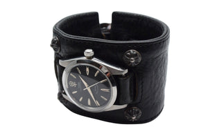 CHROME HEARTS x TUDOR クロムハーツ チューダー クロスボール ガンスリンガー ブラック レザー ウォッチ 手巻き 美品 中古 4c074349