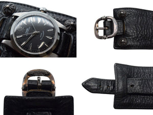 CHROME HEARTS x TUDOR クロムハーツ チューダー クロスボール ガンスリンガー ブラック レザー ウォッチ 手巻き 美品 中古 4c074349