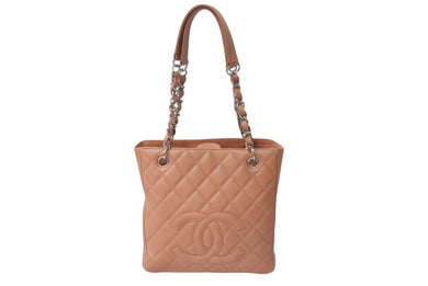 極美品 CHANEL シャネル マトラッセ PST キャビアスキン サーモンピンク ハンドバッグ A20994 シルバー金具 中古 4c074362