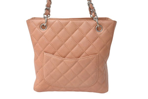 極美品 CHANEL シャネル マトラッセ PST キャビアスキン サーモンピンク ハンドバッグ A20994 シルバー金具 中古 4c074362