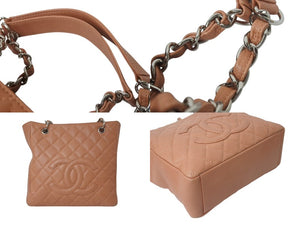 極美品 CHANEL シャネル マトラッセ PST キャビアスキン サーモンピンク ハンドバッグ A20994 シルバー金具 中古 4c074362