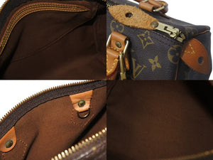 LOUIS VUITTON ルイヴィトン スピーディ25 ハンドバッグ M41528 モノグラム スト付き PVC レザー ゴールド金具 ブラウン 美品 中古 4c074385