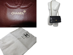 CHANEL シャネル マトラッセ25 Wフラップ Wチェーンショルダーバッグ 1番台 ラムスキン ココマーク ブラック ゴールド金具 美品 中古 4c074396