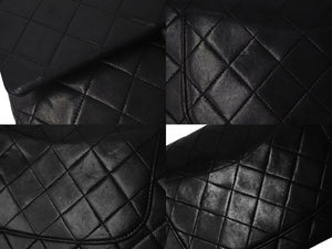 CHANEL シャネル マトラッセ25 Wフラップ Wチェーンショルダーバッグ 1番台 ラムスキン ココマーク ブラック ゴールド金具 美品 中古 4c074396