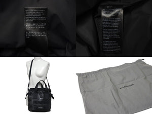 極美品 BALENCIAGA バレンシアガ ARMY SMALL TOTE アーミースモールトートバッグ アリーナラムスキン ナイロン 中古 4c074400