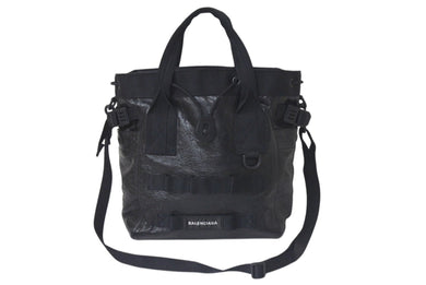 極美品 BALENCIAGA バレンシアガ ARMY SMALL TOTE アーミースモールトートバッグ アリーナラムスキン ナイロン 中古 4c074400