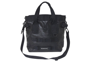 極美品 BALENCIAGA バレンシアガ ARMY SMALL TOTE アーミースモールトートバッグ アリーナラムスキン ナイロン 中古 4c074400