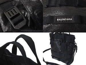 極美品 BALENCIAGA バレンシアガ ARMY SMALL TOTE アーミースモールトートバッグ アリーナラムスキン ナイロン 中古 4c074400