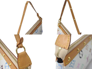 極美品 LOUIS VUITTON ルイヴィトン モノグラム マルチカラー ポシェット アクセソワール アクセサリーポーチ M92649 村上隆 ホワイト 中古 4c074410