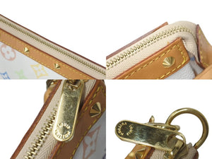 極美品 LOUIS VUITTON ルイヴィトン モノグラム マルチカラー ポシェット アクセソワール アクセサリーポーチ M92649 村上隆 ホワイト 中古 4c074410