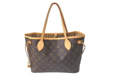 LOUIS VUITTON ルイヴィトン モノグラム ネヴァーフルPM トートバッグ ブラウン M41245 ロゴ ゴールド金具 美品 中古 4c074411