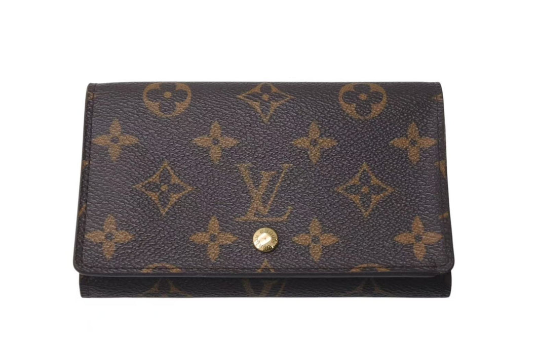 LOUIS VUITTON ルイヴィトン ポルトモネ ビエ トレゾール 二つ折り財布 M61730 モノグラムキャンバス ブラウン 美品 中古 4c074412