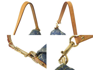 LOUIS VUITTON ルイヴィトン ミニプリーティ ハンドバッグ M95050 モノグラムデニム レザー ブルー 美品 中古 4c074418