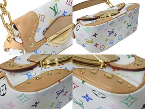 LOUIS VUITTON ルイヴィトン マリリンPM ハンドバッグ M40127 モノグラム マルチカラー ホワイト ゴールド金具 村上隆 美品 中古4c074420