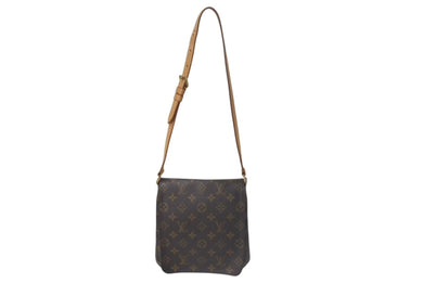 LOUIS VUITTON ルイヴィトン モノグラム ミュゼットサルサ ショルダーバッグ M51258 ブラウン PVC ヌメ革 ゴールド金具 美品 中古 4c074421