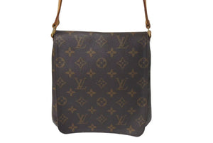 LOUIS VUITTON ルイヴィトン モノグラム ミュゼットサルサ ショルダーバッグ M51258 ブラウン PVC ヌメ革 ゴールド金具 美品 中古 4c074421