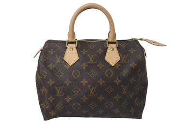 新品同様 LOUIS VUITTON ルイヴィトン スピーディ25 ハンドバッグ M41528 モノグラム PVC ゴールド金具 ブラウン 中古 4c074423