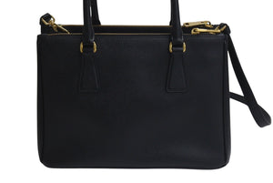 以前同様 PRADA プラダ ガレリア ハンドバッグ ショルダーバッグ ミディアム 1BA863 サフィアーノレザー ブラック ゴールド金具 中古 4c074435 