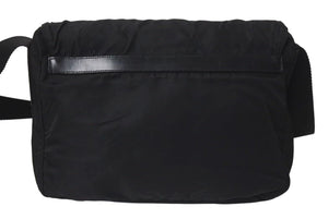 PRADA プラダショルダーバッグ テスート イタリア製 ナイロン レザー ブラック シルバー金具 美品 中古 4c074444 
