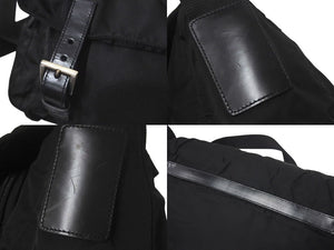 PRADA プラダショルダーバッグ テスート イタリア製 ナイロン レザー ブラック シルバー金具 美品 中古 4c074444 