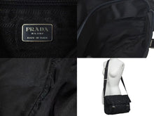 画像をギャラリービューアに読み込む, PRADA プラダショルダーバッグ テスート イタリア製 ナイロン レザー ブラック シルバー金具 美品 中古 4c074444 