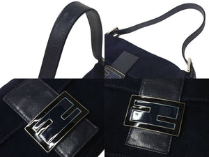 FENDI フェンディ マンマバケット ワンショルダーバッグ イタリア製 スウェードレザー ネイビー シルバー金具 美品 中古 4c074445 
