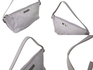 GUCCI グッチ GG柄 ワンショルダーバッグ ポーチ 07198 イタリア製 キャンバス レザー パープル シルバー金具 美品 中古 4c074448