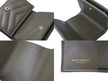 画像をギャラリービューアに読み込む, 極美品 SAINT LAURENT サンローラン 三つ折り財布 オリガミ マトラッセ タイニーウォレット カーキ ゴールド金具 中古 4c074454 