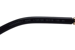 CHANEL シャネル 3連チェーン サングラス パール レザー ブラック レザー GP メタル OCH4245 ゴールド金具 中古 4c074460