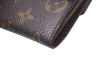 Load image into Gallery viewer, LOUIS VUITTON ルイヴィトン ポルトモネ ピエ カルトクレディ 三つ折り財布 M61652 ブラウン ゴールド金具 美品 中古 4c074461